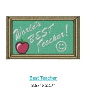 World's Best Teacher sign with apple and smiley face. Gift idea for teacher appreciation.