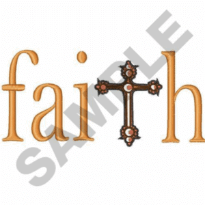 Faith" text art with a decorative cross replacing the "i".