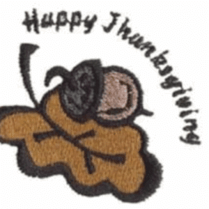 Happy Thanksgiving acorn and oak leaf illustration.