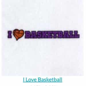 I love basketball design: Heart-shaped basketball replaces the word "love.
