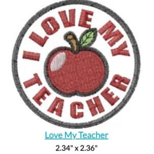 Apple design with text "I Love My Teacher".