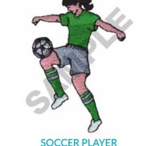 Girl playing soccer, kicking the ball with her knee. Soccer Player