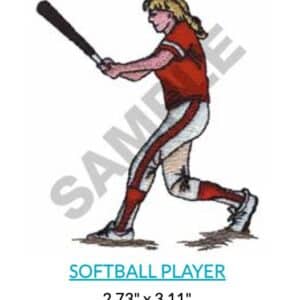 Softball player swinging bat. Action shot.