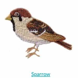 Sparrow embroidery design, 2.36" x 1.84".