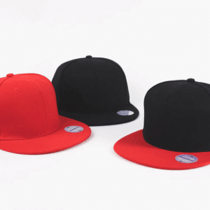 Three Laviva hip hop caps: red, black, and black with a red brim.
